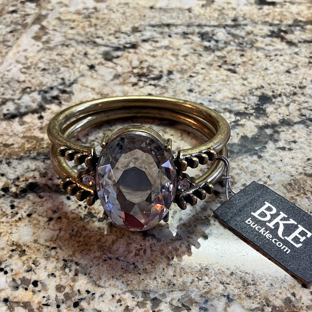 Bke Gold Bracelet With Reversible Diamond Black Gemstone Setting Nwt 8$